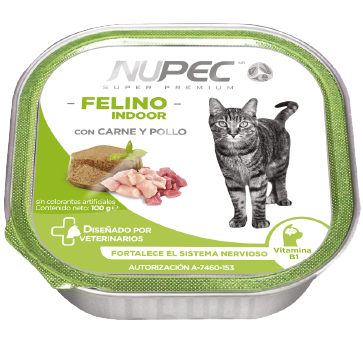 Nupec Felino Indoor 100 g ( Alimento húmedo con carne y pollo )
